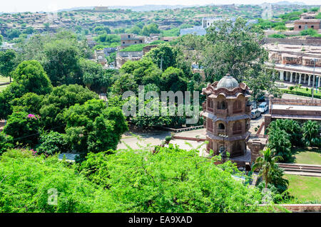 Ruinen von Tempeln der antiken Stadt von Mandor, Jodhpur, Rajasthan, Indien Stockfoto