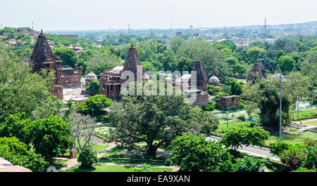 Ruinen von Tempeln der antiken Stadt von Mandor, Jodhpur, Rajasthan, Indien Stockfoto