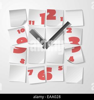 Kreative Uhr mit Ziffern aus Aufkleber Notizen Vektor-illustration Stock Vektor