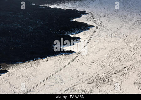 Schneebedeckte Lava aus den Holuhraun Riss Eruption, Bardarbunga, Island Stockfoto