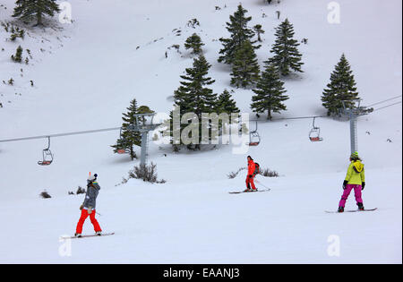 Im Ski Zentrum von Kalavrita Chelmos Gebirge, Achaia, Peloponnes, Griechenland Stockfoto