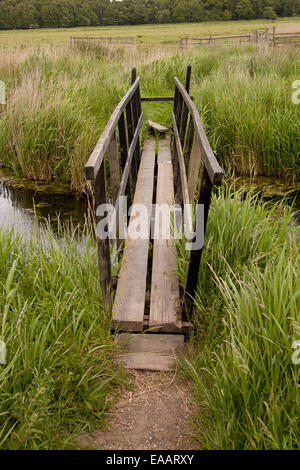 Alte hölzerne Fußbrücke. Stockfoto