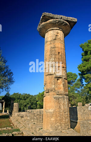 Der Tempel der Hera (auch bekannt als Heraion) ist einem alten dorischen griechischen Tempel in Olympia, Ilia (Elis), Peloponnes, Griechenland. Stockfoto