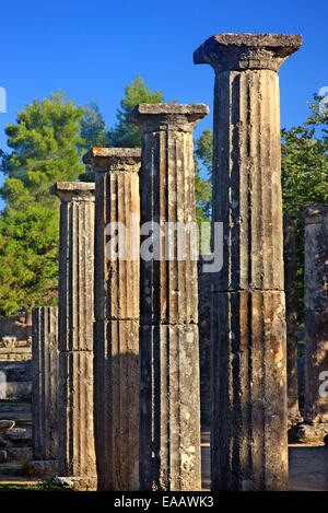 "Detail" aus der Palästra im antiken Olympia, der Geburtsstätte der Olympischen Spiele, Ilia, Peloponnes, Griechenland. Stockfoto