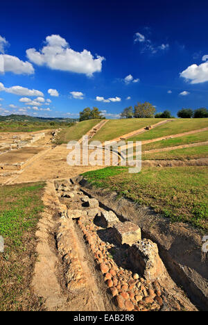 Das antike Theater von alten Elis (Ilida), Austragungsort der Olympischen Spiele der Antike, Ilia, Peloponnes, Griechenland. Stockfoto