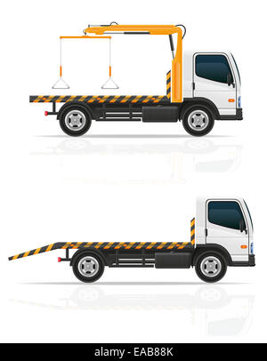 Abschleppwagen für Transport Störungen und Einsatzfahrzeuge Illustration isoliert auf weißem Hintergrund Stockfoto