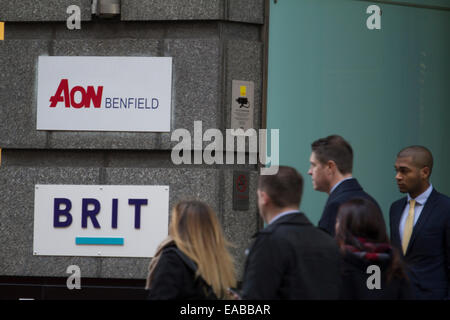 Büros von Aon Benfield Rückversicherung und Brit Insurance, London UK Stockfoto
