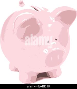 Rosa Sparschwein auf Isoalted auf weißem Hintergrund Stock Vektor