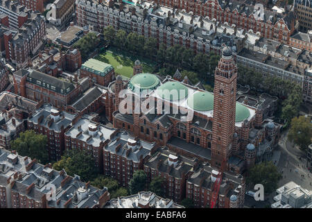 Eine Luftaufnahme von Westminster Cathedral, die Mutter Kirche, in der die Katholische Kirche in Großbritannien Stockfoto