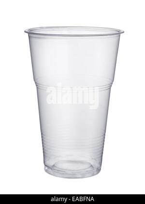 Einweg Plastik Pint Glas isoliert auf weiss Stockfoto