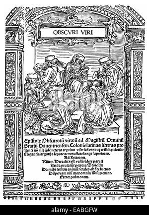 Holzschnitt von 1517; Titelseite der Buchstaben von den dunklen Männern; Viri Obscuri; von Thomas Murner; 1475 - 1537; Dichter; Satiriker; menschlichen Stockfoto