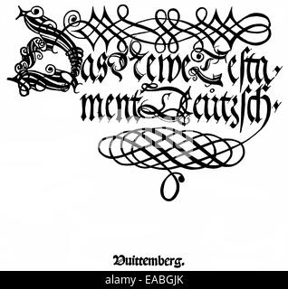 1520, Titelblatt des ersten reformatorischen Dokuments geschrieben von Martin Luther, 1483-1546, Holzschnitt von 1520, Titelseite der1. Stockfoto