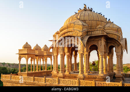 Kenotaphen Bada Bagh, Königs Gedenkstätten, Jaisalmer, Rajasthan Stockfoto