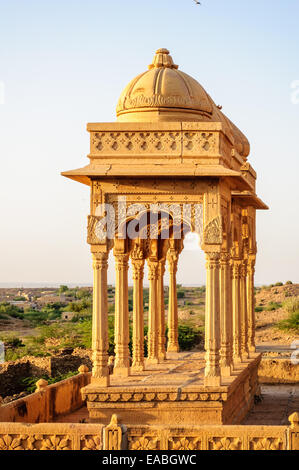 Kenotaphen Bada Bagh, Königs Gedenkstätten, Jaisalmer, Rajasthan Stockfoto