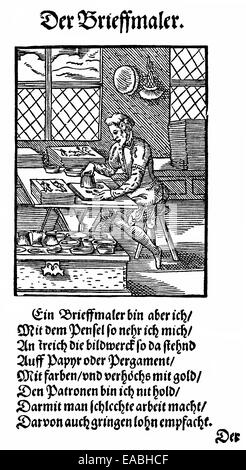 1568, Beschreibung des Handwerks, Titelseite von Hans Sachs 1494-1576, ein Nürnberger Dichter, Dramatiker und Meistersinger, Holzsch Stockfoto