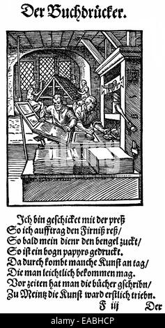 1568, Beschreibung des Handwerks, Titelseite von Hans Sachs 1494-1576, ein Nürnberger Dichter, Dramatiker und Meistersinger, Holzsch Stockfoto