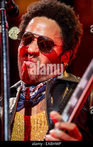 Mailand, Italien. 10. November 2014. Die US-amerikanische Rock star LENNY KRAVITZ führt im Mediolanum Forum während der "Strut Europatour 2014" Credit: Rodolfo weitertransferiert/Alamy Live News Stockfoto