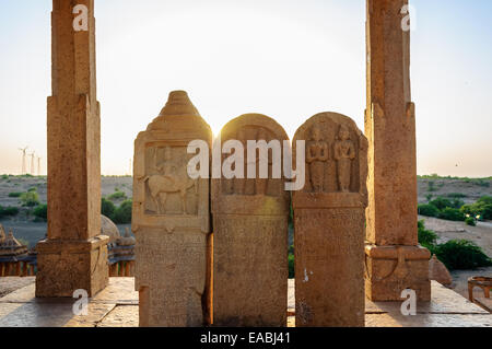 Kenotaphen Bada Bagh, Königs Gedenkstätten, Jaisalmer, Rajasthan Stockfoto