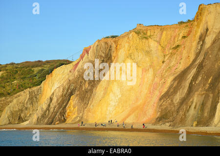 Sessellift hinunter bunte Sandklippen, Alum Bay, Isle Of Wight, England, Vereinigtes Königreich Stockfoto
