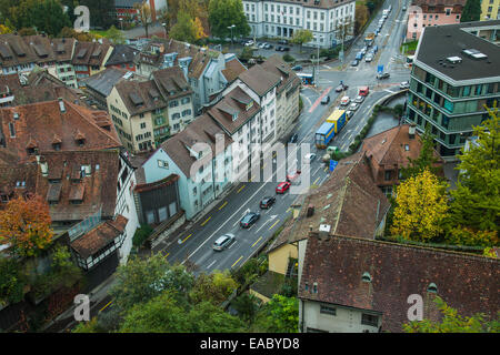 Baden gesehen aus Stein Burgruine, Kanton Aargau, Schweiz Stockfoto