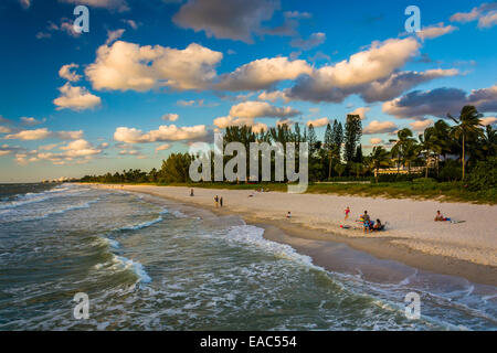 Blick auf den Strand von dem Fishing Pier in Naples, Florida. Stockfoto