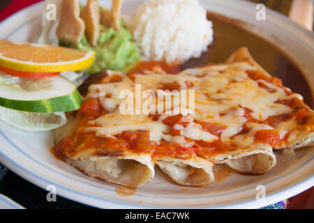 Enchiladas mit Käse und Tomaten Stockfoto