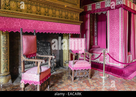 Schlafzimmer im Schloss von Amboise - Frankreich Stockfoto