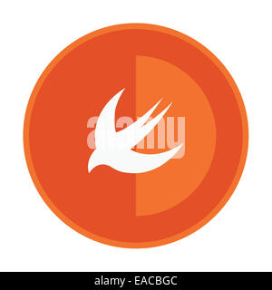 HTML5 Stil runde Plakette zeigt Schwalbe auf hellem Hintergrund orange Symbol Stockfoto