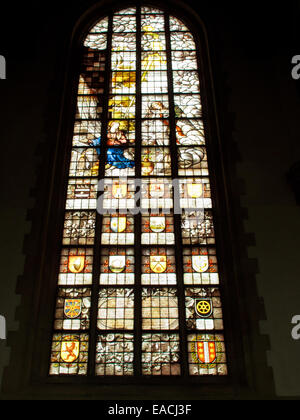 Glasmalerei in der St. Johanneskirche in Gouda Stockfoto