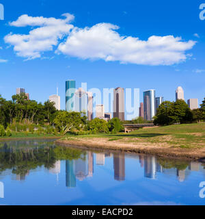 Houston Skyline vom Memorial Park in Texas USA US Stockfoto