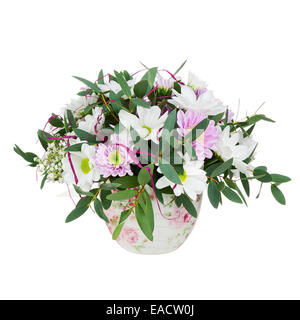 Bouquet von Gerbera Blumen in Vase, Isolated on White Background. Closeup. Stockfoto