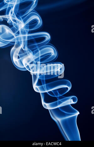 Spirale auf Rinde blauen Hintergrund zu rauchen. Stockfoto
