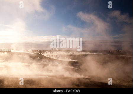 Hochtemperatur-geothermische Gebiet von Gunnuhver, Frachtlade- oder südlichen Halbinsel Reykjanes Halbinsel, Island Stockfoto