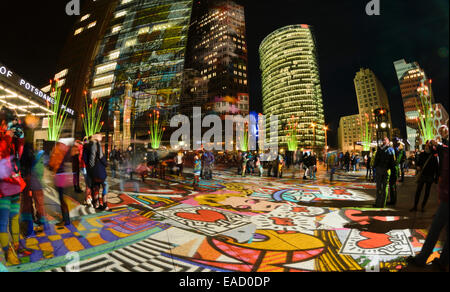 Licht Kunst am Potsdamer Platz, Berlin, Deutschland Stockfoto