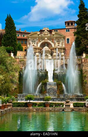 Die Wasserstrahlen die Orgel-Brunnen, 1566, Villa d ' Este, UNESCO-Weltkulturerbe, Tivoli, Latium, Italien Stockfoto