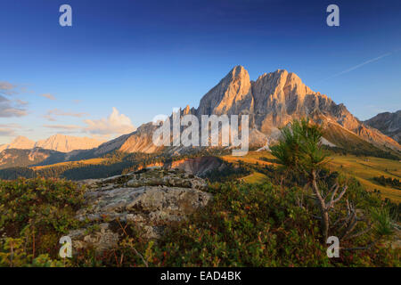 Peitlerkofel im Abendlicht, San Martin de Tor, Bozen, Südtirol, Italien Stockfoto