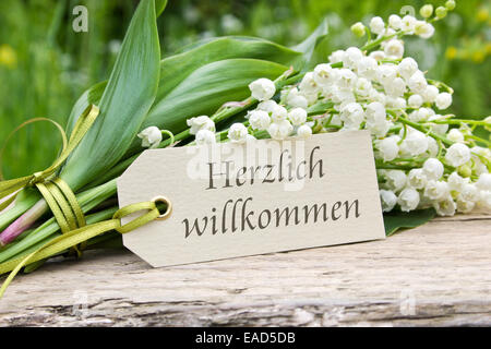 Deutsche WelcomeCard mit Lily Of The valley Stockfoto