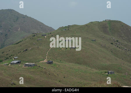 Zwanzig steinerne Hütten gebaut von Missionaren sitzen oben auf Sunset Peak, Tai Tung-Shan, befindet sich auf Lantau Insel Hong Kong China Stockfoto