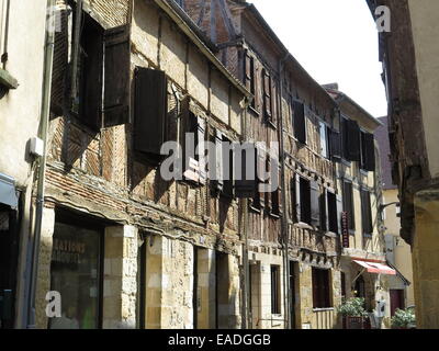 Gerahmte Holzhäuser in Bergerac, Bordeaux Frankreich Stockfoto