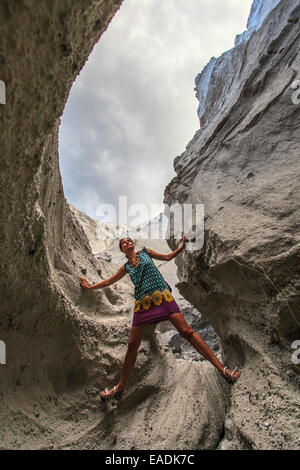 Im Inneren der Bimsstein-Steinbruch in der Insel Lipari Stockfoto