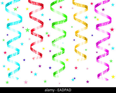 Bunte hängenden Party Band mit Konfetti isoliert auf weißem Hintergrund Stockfoto