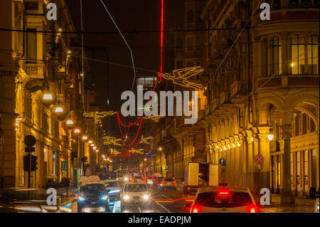 Turin, Italien. 12. November 2014. Italien Piemont Turin "Luci d' in Via Pietro Micca - Via Cernaia - Volo Su...  Von Francesco Casorati Credit: Wirklich einfach Star/Alamy Live-Nachrichten Stockfoto