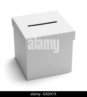 Weißer Karton Voting Box Isolated on White Background. Stockfoto