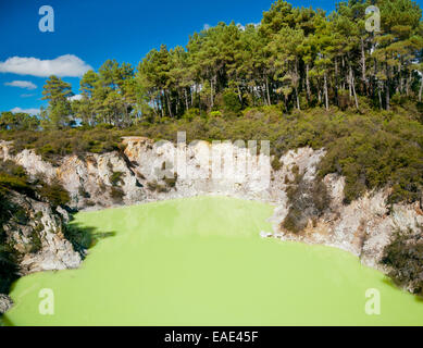 Des Teufels Höhle Pool im Wai-O-Tapu geothermal Gegend in Neuseeland Stockfoto