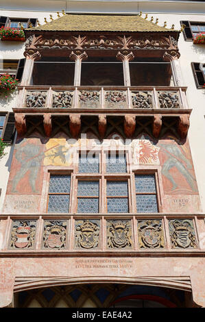 Goldenes Dachl, späten gotischen Alkoven Balkon, Innsbruck, Tirol, Österreich Stockfoto