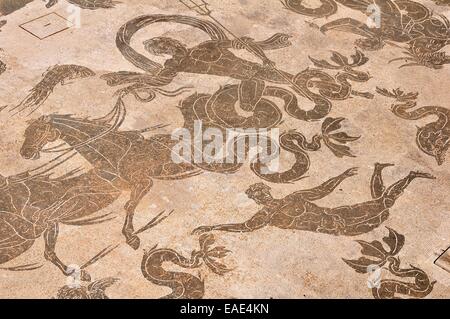 Römisches Mosaik in der Neptun-Therme, Terme di Nettuno, Ostia Antica, Rom, Latium, Italien Stockfoto