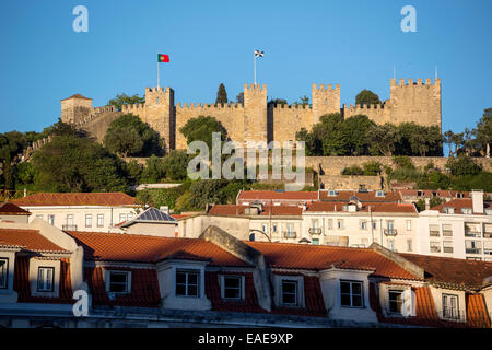 Burg Castelo de São Jorge. Festung komplexe, historische Zentrum, Lissabon, Distrikt Lissabon, Portugal Stockfoto