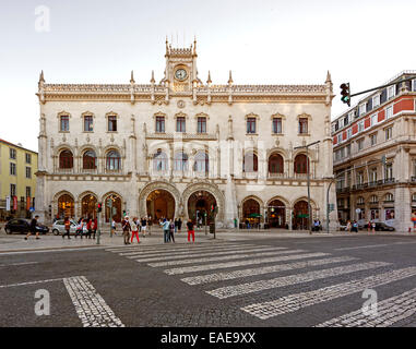 Estação de Caminhos de Ferro Rossio, Distrikt Lissabon, Portugal, Lissabon, Lissabon Rossio-Bahnhof Stockfoto