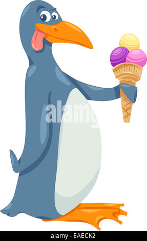 Cartoon-Illustration von lustigen Pinguin mit Eis Stockfoto