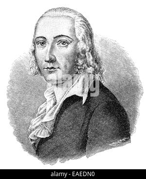 Johann Christian Friedrich Hoelderlin, 1770-1843, ein deutscher Dichter, Porträt von Johann Christian Friedrich Hölderlin, 1770-1843 Stockfoto